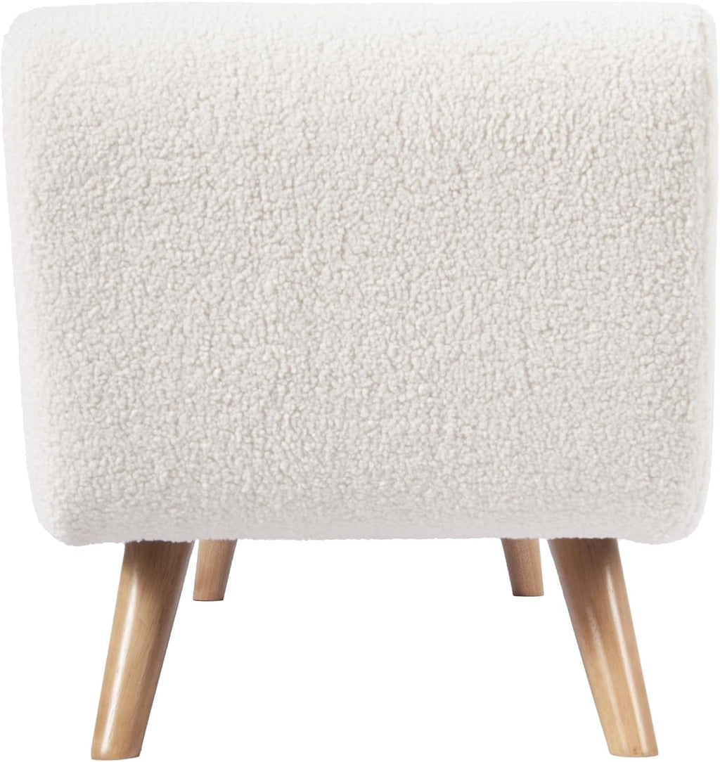 HomePop 60" Modern Storage Bench with Wood Legs - Sherpa Cream