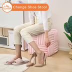 Faux Fur Ottoman Footrest 15.7" Square Vanity Stool, No Assembly Required, Soft Padded Seat for Bedroom, Living Room, Entryway (Pink-1)