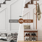 Coat Rack with Shoe Storage,Shoe Rack whit 8 Hook for Offices、Bedroom、Living Room,Small Shoe Bench,Walnut