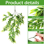 Hoteam 12 Pcs Artificial Hanging Plants 32 Inch Fake Ivy Vines with Fake Leaves Patio Artificial Plants Greenery for Living Room Indoor Outdoor Wall, No Basket (Bamboo Leaf)