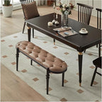 Modern Upholstered Bedroom Benches with Black Legs Genuine Leather Bench for Entryway Dining Room Living End of Bed, Yellowish Brown Entryway