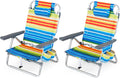 Goplus Beach Chair, Folding Backpack Beach Chairs for Adults w/Adjustable Positions, Head Pillow, Cooler Bag, Towel Bar, Cup Holders, Sunbath Sling Tanning Lounge, Folding Layout Camping Chairs