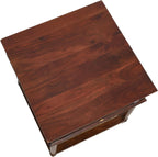 Creative Co-Op Maxwelton Solid Wood End Table with Drawer and Woven Cane Storage Shelf, Dark Chestnut and Natural