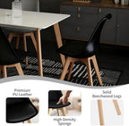 Dining Chairs Set of 4, Mid-Century Kitchen & Dining Room Chairs with Wood Legs and Cushion, Leather Dining Chairs Set for Living Room, Kitchen, Black 4 Pack