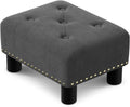 Athena Collection Small Ottoman Foot Rest with Legs, Linen Fabric Ottoman Foot Stool with Soft Padded seat, Square Footstool FootRest for Living Room, Bedroom, Office, Dark Grey