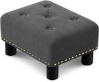 Athena Collection Small Ottoman Foot Rest with Legs, Linen Fabric Ottoman Foot Stool with Soft Padded seat, Square Footstool FootRest for Living Room, Bedroom, Office, Dark Grey