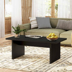 BON AUGURE Black Coffee Table, 43 Inch Modern Coffee Tables for Living Room, Wooden Center Table, Living Room Tables for Home, Office (Black Oak)