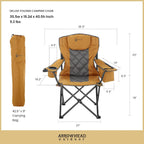 ARROWHEAD OUTDOOR Deluxe Folding Camp Chair – 550lb Capacity Heavy-Duty Quad Chair with Integrated Cooler, Headrest, and Dual Cup Holders.