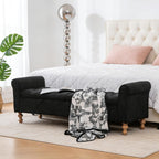 Aoiy & Wifon 65.75" W Large Storage Ottoman Bench, Modern King Size End of Bed Storage Bench with Wood Legs, Upholstered Window Bench for Bedroom, Living Room, Entryway, Black