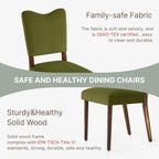KISLOT Upholstered Dining Chairs Set of 4, Modern Velvet Kitchen Chairs with Solid Wood Legs, High Back Wooden Dining Room Chairs with Dark Walnut Color Legs for Farmhouse Kitchen Dining Room, Green