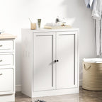 White Steel Pantry Cabinet with 2 Adjustable Shelves, Metal Storage Cabinets for Kitchen, Living Room, Bathroom, Heavy Duty Freestanding Utility Cabinet, Assembly Require