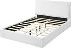 Christopher Knight Home Jamaiya Boucle Upholstered Queen Size Bed Frame with Headboard, Modern Queen Bed Frame and Headboard, Wooden Slats Support, Easy Assembly, No Box Spring Needed, White