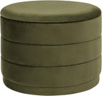 23" Round Velvet Storage Ottoman with Reversible Lid, Soft Padded Footrest and Hidden Storage, Large Upholstere Tray Top Ottoman Footstool for Living Room, Bedroom, Entryway, Olive Grreen