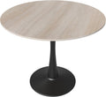 LeisureMod 35" Round Dining Table with Sintered Stone Top – Modern Black Pedestal Base Mid-Century Café Table for Kitchen & Dining Room