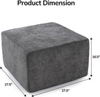 MONVANE 27.5" Square Ottoman, Modular Foot Rest, Grey | Matches Modular Sectional Cloud Couch, Footstool for Living Room, No Assembly Required, High-density Resilient Foam