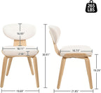 Art Leon Dining Chairs Set of 4 - Mid Century Modern Dining Room Chairs Upholstered Fabric Armless Side Chair with Wood Legs for Kitchen, Walnut Bentwood/White