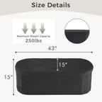 DUMOS Folding Storage Ottoman Bench, Oval Round Ottoman End of Bed Foot Rest Bench Stool with Cushion, Storage Chest for Bedroom, Living Room, Entryway, Dorm, Teddy Fabric, Black