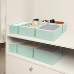 Cupic Cupid Drawer Organizer, Dresser Organizers, Foldabe Drawer Organizer Clothes, Closet Organization and Storage Dividers for Socks, Underwear and Diaper, Set of 12, Green
