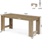 Tribesigns Dining Table for 6–8, 70.8" Farmhouse Dining Room Table with Sturdy Panel Legs, Large Wooden Kitchen Table for Dining Room, Living Room, Natural