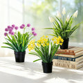 3 Pack Fake Small Plant Artificial Potted Flowers for Home Decor Fake Flower Plant Greenery Mini Faux Plant for Indoor Bedroom Living Room Office Shelf Bathroom Farmhouse Decor (Type 10)