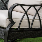 Outsunny Outdoor Wicker Rocking Chair with Padded Cushions, Aluminum Furniture Rattan Porch Rocker Chair w/Armrest for Garden, Patio, and Backyard, Khaki