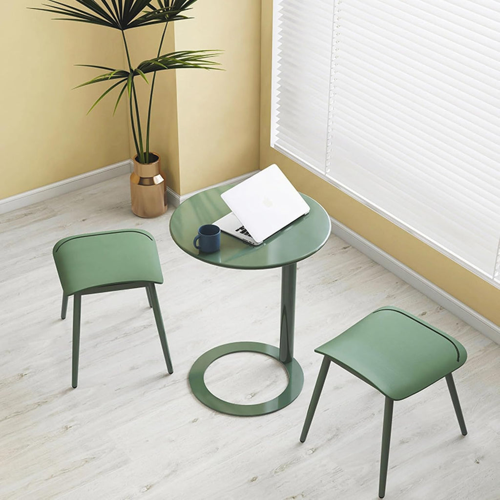 Round Side Table C-Shaped Side Table Sofa Side Table Round Coffee Table Bedside Table with Metal Frame Couch Table Bedside Laptop Office for Bedrooms with Small Spaces(48 * 56cm Black Matte)