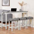 59" Dining Bar Table Set with Power Outlet, Behind Couch Sofa Table with 3 Padded Stools, 4 Piece Bar Table and Chairs Set for Living Room, Dining Room, Gray