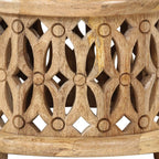2 Piece Coffee Table Set Solid Mango Wood Round Nesting End Tables for Living Room Brown