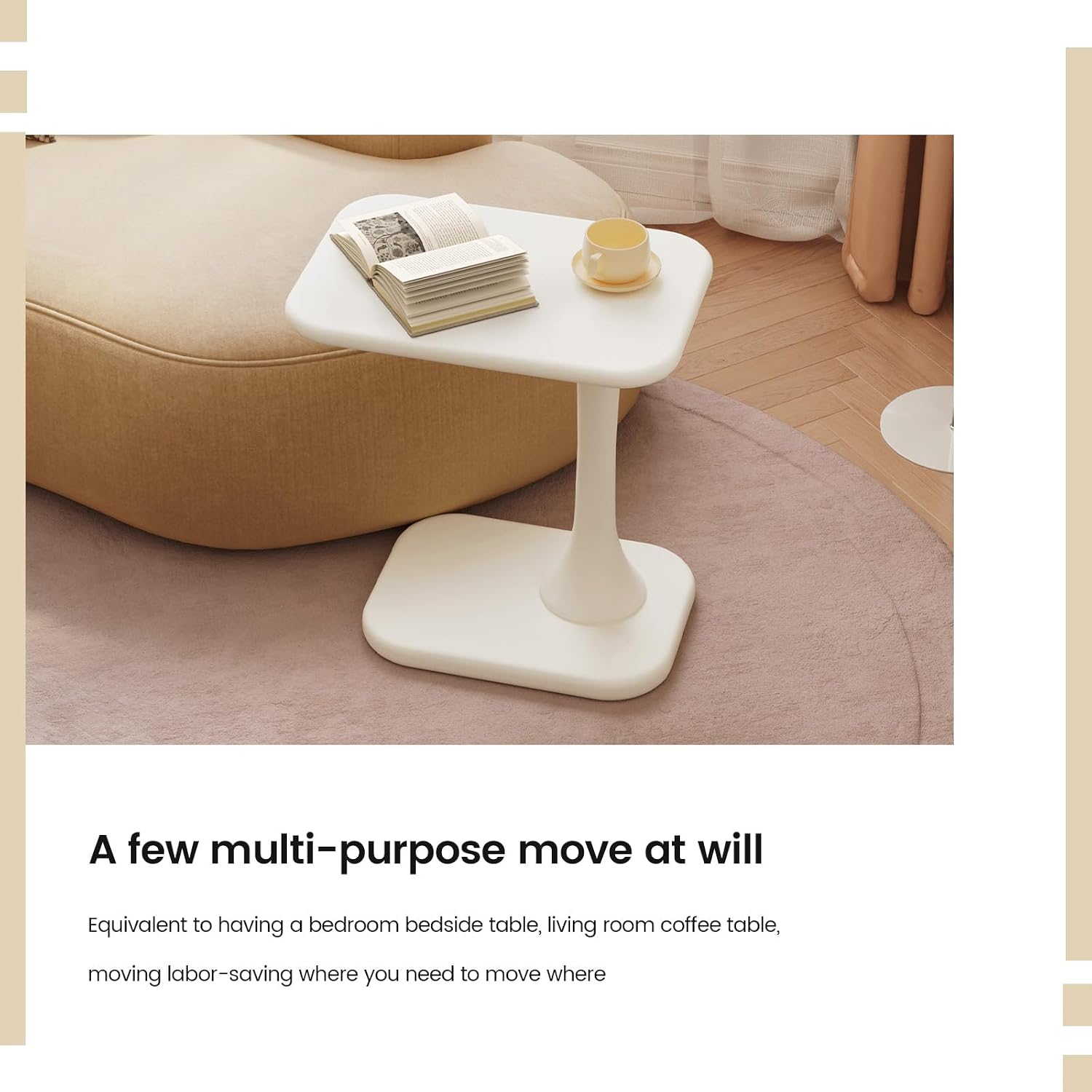 Guyii White End Table Small Side Table for Couch Modern Sofa TableLiving Room Table for Living Room, Bedroom Office