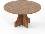 Round Dining Table 47 Inch for 4-6 People, 0.98 Inch Thick Tabletop with Adjustable Feet, Sturdy Legs, Easy to Clean & Assemble, Modern Kitchen Dining Room Table for Small Space Apartment, Walnut Wood