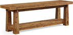 55" Solid Wood Entryway Bench with Shoe Storage, Rustic Wood Grain Shoe Rack Window Bench Seat for Foyer, Hallway, Mudroom, Bedroom, Easy Assembly (Rustic Wood)