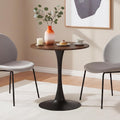 24 Inch Round Dining Table,Mid-Century Tulip Table with Metal Pedestal Base,Modern Leisure Table for Small Space Kitchen Dining Room,Easy Assembly,Walnut and Black