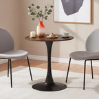 24 Inch Round Dining Table,Mid-Century Tulip Table with Metal Pedestal Base,Modern Leisure Table for Small Space Kitchen Dining Room,Easy Assembly,Walnut and Black