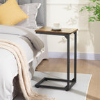 AMHANCIBLE C Shaped End Table Set of 2, Couch Side Table that Slide Under Sofa, Narrow Small Space TV Trays for Living Room, Bedroom, Rustic Brown HET02CBR