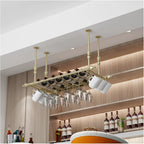 Suspended Ceiling Wine Rack,Hanging Wine Glass Holder 80x30cm,Gold | Industrial Iron Wine Adjustable Height (11.8"-23.6"), Champagne and Stemware Display Holder for Bar/Kitchen Organizer