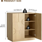 LVSOMT Sideboard Buffet Cabinet with Storage, Modern Accent Cabinet with Doors and Adjustable Shelve, 33" Wood Coffee Bar Cabinet for Kitchen, Entryway, Living Room, Wood