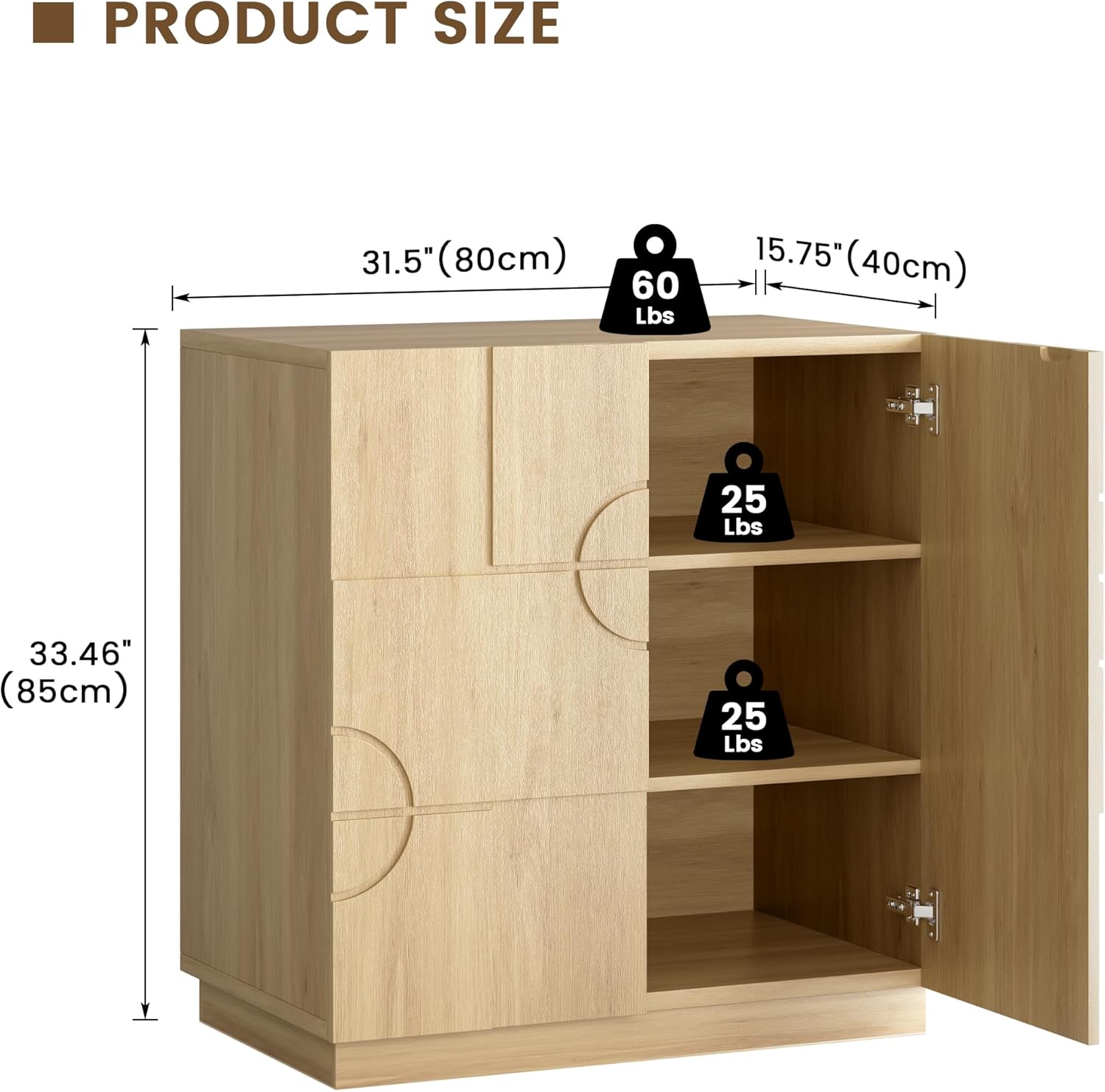 LVSOMT Sideboard Buffet Cabinet with Storage, Modern Accent Cabinet with Doors and Adjustable Shelve, 33" Wood Coffee Bar Cabinet for Kitchen, Entryway, Living Room, Wood