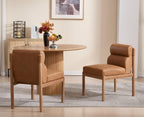 EALSON Dining Chairs Set of 2 Modern Upholstered Living Room Chairs Mid Century Comfy Leather Kitchen Chairs with Back Armless Solid Wood Dining Room Side Chairs for Kitchen/Restaurant/Cafe, Brown