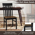 GIANTEX Wooden Dining Chairs Set of 4, Hollowed Backrest & Rubber Wood Seat | Farmhouse Kitchen Chair for Casual Dining, Rustic Wood Side Chairs for Home Living Room Restaurant, Black & Walnut