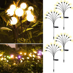 Solar Firefly Lights 4 Pack 32 LED Lights 2 Lighting Modes for Garden, Patio and Yard Solar-Powered LED Lights (Warm White)