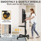 TVON Mobile TV Stand with Power Outlet for 23-65 Inch TVs up to 88 lbs | Tilt Rolling TV Cart with Height Adjustment & Locking Wheels, Portable TV Stand for Bedroom, Office, Max VESA 400x400mm