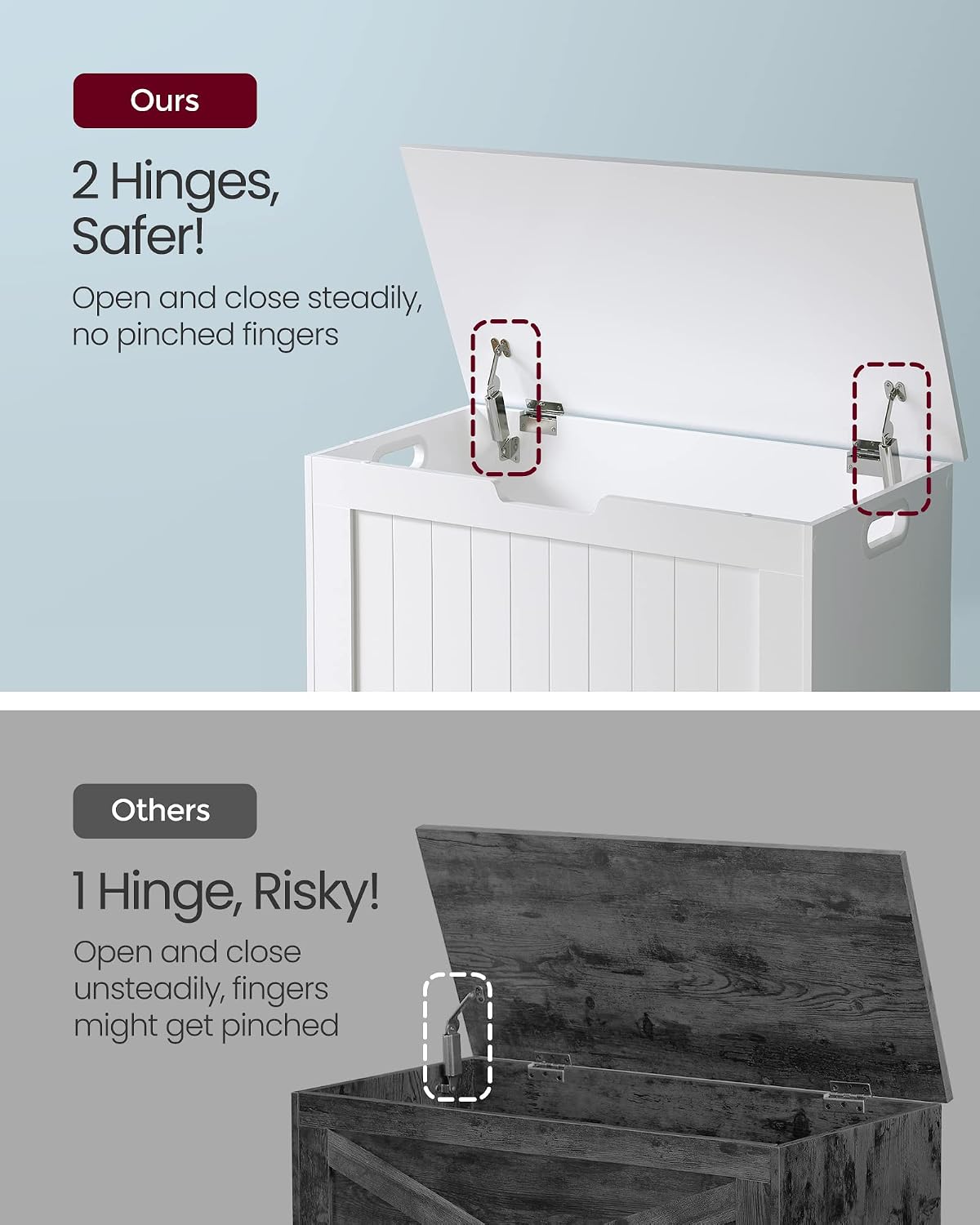 VASAGLE Storage Chest, 29.9 Inches Width Bench with 2 Safety Hinges | Shoe Bench, Farmhouse Style, for Entryway, Bedroom, Living Room, Cloud White, SOFIE Collection ULHS11WT