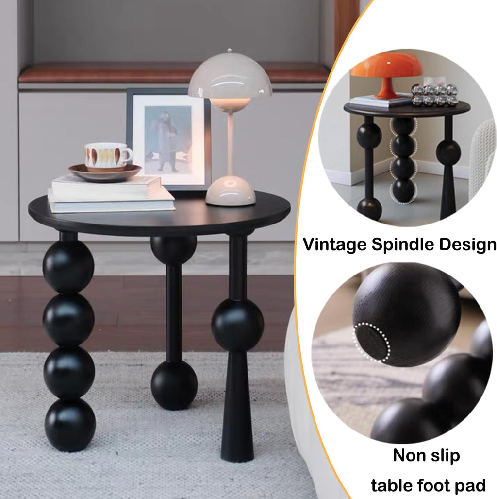 YUNMUAIR-Modern Side Tables Living Room,Black Round End Table for Home Decor,Round Couch Side Table,Modern Nightstand for Bedroom Small Spaces,Easy Assembly,Black