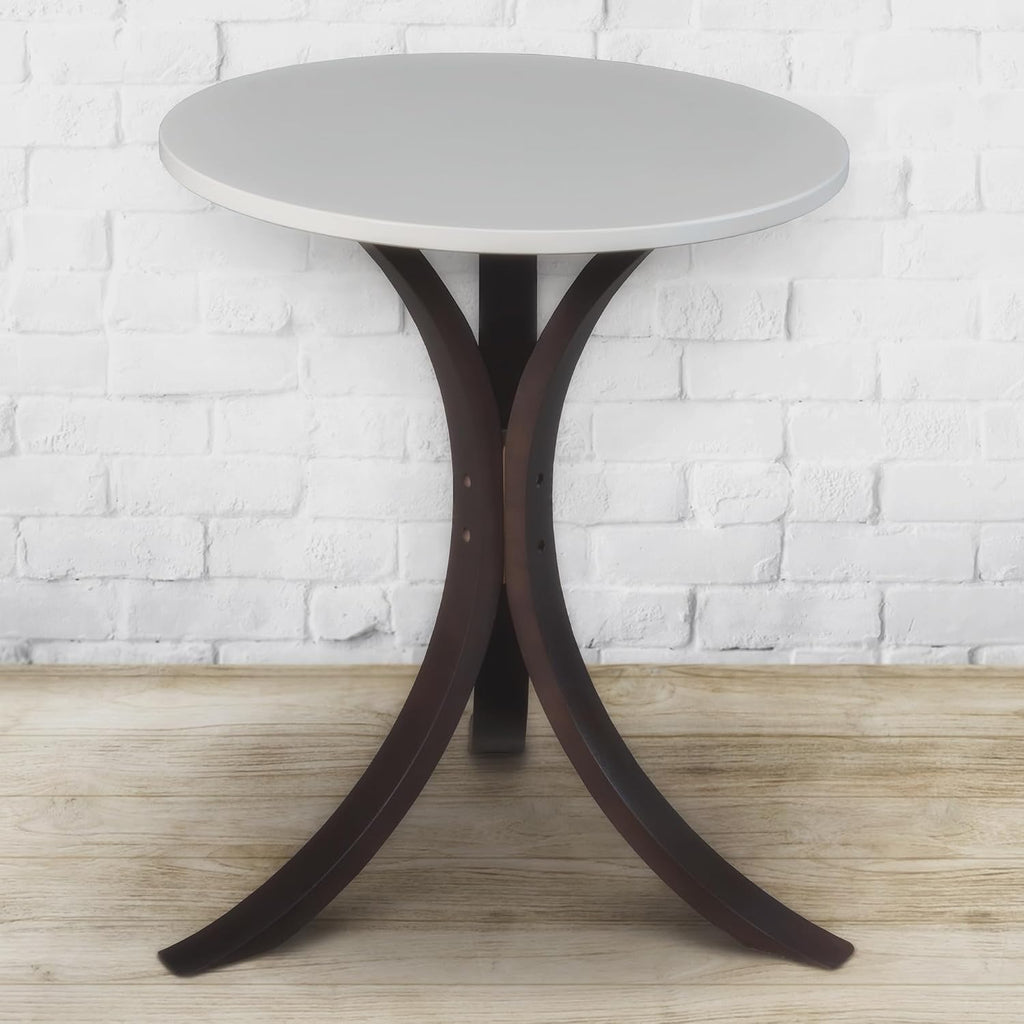 Niche Mia Bentwood Round Accent Side Table- Mocha Walnut Beige