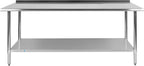 EMMA + OLIVER Stainless Steel 18 Gauge Kitchen Prep and Work Table with Backsplash and Shelf, NSF - 72" W x 30" D
