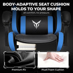 GTPLAYER Gaming Chair for Adults, Big and Tall 300LBS Heavy Duty Office Chair with Footrest, Ergonomic High Back Lumbar Support and Wide Comfy Cushion with Linkage Armrests for Home Office, Blue