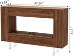 Console Table, 47" Entryway Table with Hidden Storage Cabinets, Adjustable Shelves, Farmhouse Sofa Table for Behind The Couch, Living Room, Hallway, Brown Wood Grain Finish
