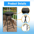 Folding Bar Stool,24 Inch Tall Foldable Stool Chair,Counter Height Cushioned Leather Padded Portable Stools,Heavy Duty Collapsible Stools for Kitchen Island Garden Camping Brown