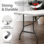 2 PACK of 6 Feet Foldable Table with Built in Handle & Steel Legs | 6FT Heavy Duty Folding Portable | Perfect for Party, Dining, Wedding, Events, Picnic Indoor, Outdoor, Camping, Folding - 6 Foot