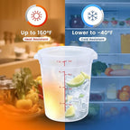 4 Pack 8QT Round Food Storage Containers with Lids, BPA-Free Polypropylene NSF Commercial Food Container, with Labels & Measuring Cup